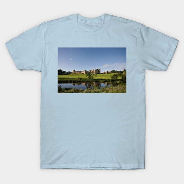 Alnwick Castle reflected in the River Aln T-Shirt by Violaman